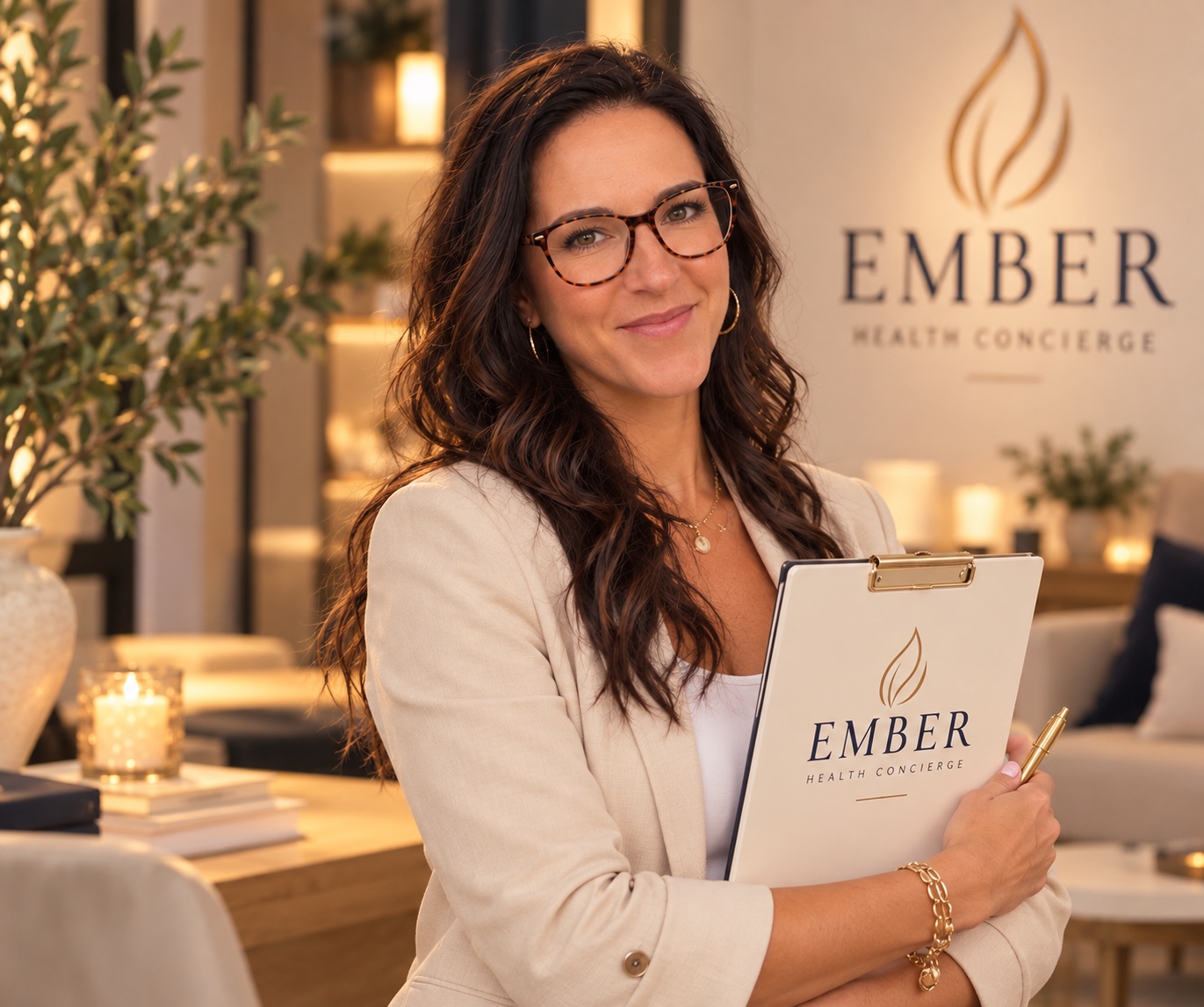 Stacey Tyler holding an Ember clipboard